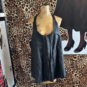 XCVI Upstage Perforated Leather Moto Vest Sleeveless Racerback Women's 2X biker